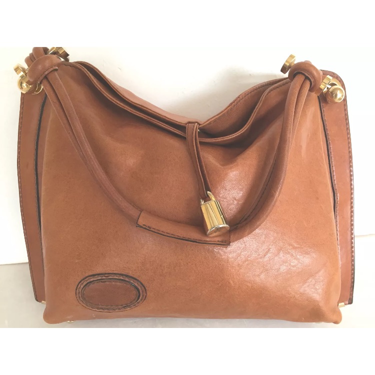 De Paolo Purse Handmade Italy Leather Bag Cinnamon